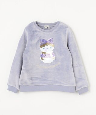 ANY KIDS 両面 フリース スパンコール トレーナー サックスブルー×雪だるま