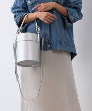 TOPKAPI 【TREASURE TOPKAPI】フェイクレザー バケツ 巾着 ショルダー バッグ シルバー