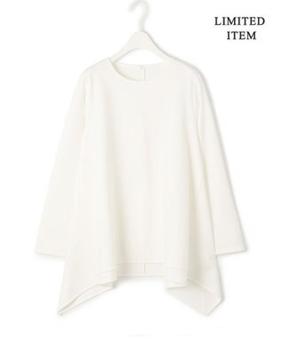 ICB L 【WEB限定・洗える】ヴィスコースストレッチポンチ イレギュラーヘムプルオーバー オフホワイト系