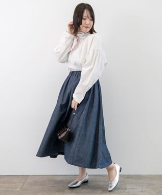 caqu gather skirt ゆったりシルエットデニムスカート