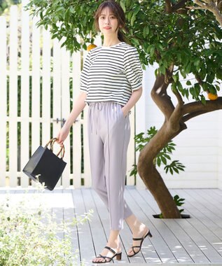 ANY SIS 【UVケア】プレーティングジャージー タックスリーブ カットソー ボーダー