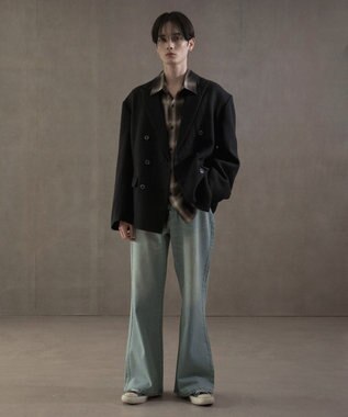 WEGO ボタンフライローライズフレアデニム デニム淡加工色