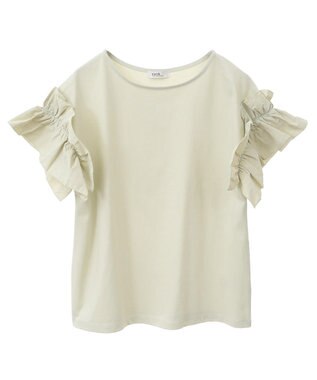 earth music&ecology 【接触冷感/洗濯機可】ギャザーフリルスリーブカットソー Yellow