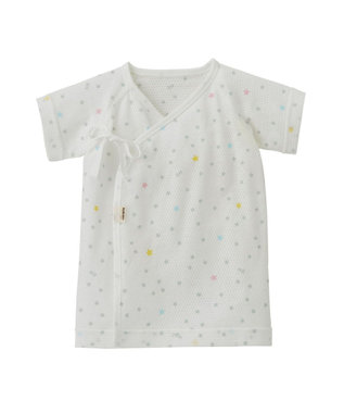 MIKI HOUSE HOT BISCUITS 【50-60cm】 メッシュ素材 総柄短肌着 白