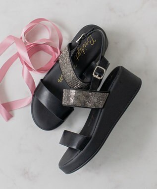 Bridget Birkin 【Bridget Birkin】キラキラバンドウェッジサンダル ブラック
