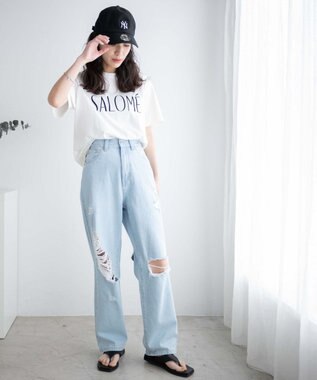 WEGO ヘビークラッシュローライズパンツ デニム淡色