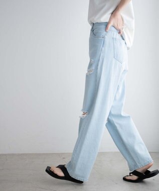 WEGO ヘビークラッシュローライズパンツ デニム淡色