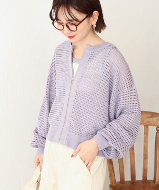 AMERICAN HOLIC 【先行予約】ジップアップメッシュニットカーディガン【WEB限定カラー有り】 Light Purple