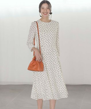 組曲 ドットジョーゼットプリント ワンピース アイボリー系5