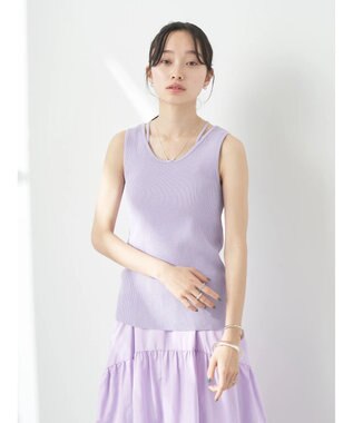 earth music&ecology レイヤリングニットタンクトップ Lavender