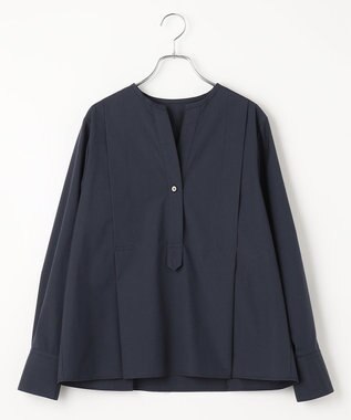 #Newans 【ANSWER for 骨格ストレート】タックデザインスキッパーネックシャツ ネイビー系