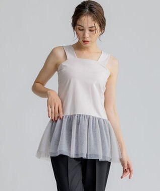 組曲 チュールレイヤード タンク ライトグレー系