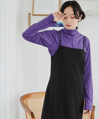 WEGO ソフトタッチカラーリブロンT パープル