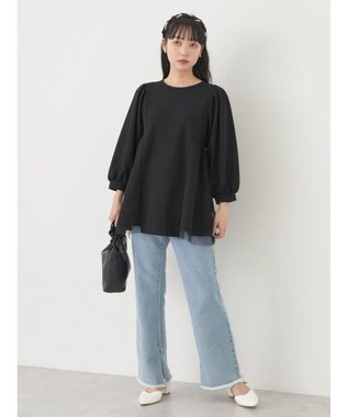 earth music&ecology チュールドッキングチュニック Black