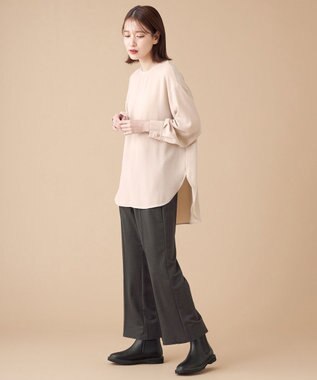 SHARE PARK LADIES 【洗える】ナチュラルワッシャー　セミフレアパンツ チャコール