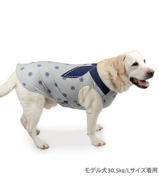 PET PARADISE J.PRESS エコメイド 総柄 タンクトップ 中型犬 大型犬 グレー×ネイビー