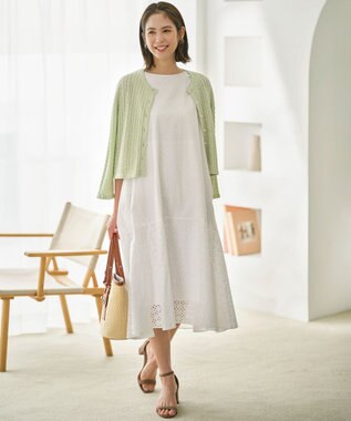 組曲 S 【WEB限定】エンブロイダリーレース ノースリーブワンピース アイボリー系