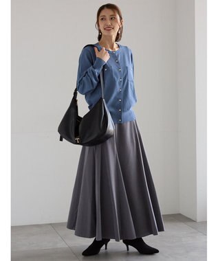 Te chichi サイドボタンピーチフレアスカート グレー