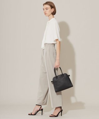 ICB 【接触冷感・UVケア・速乾・洗える】BackSatinAmunzen  5分袖スカーフタイブラウス オフホワイト系