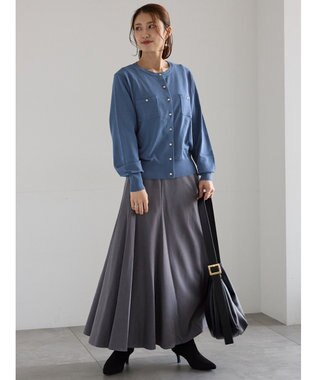 Te chichi サイドボタンピーチフレアスカート グレー