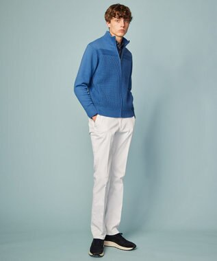 JOSEPH ABBOUD 【洗える】コットンバルキーニットブルゾン ブルー系