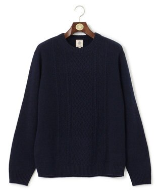 J.PRESS MEN 【Cash Lamb's Wool】ケーブルクルーネック ニット ネイビー系