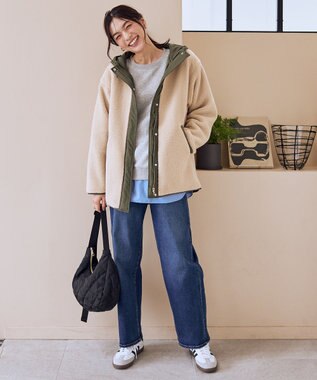 ANY 【LEE掲載】ボアコート ベージュ×カーキ