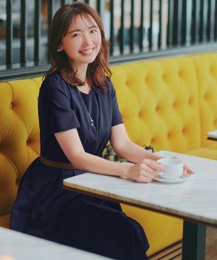 Tiaclasse 【おのののかさん着用】半袖&長袖選べる袖丈・タックフレアワンピース 半袖ネイビー