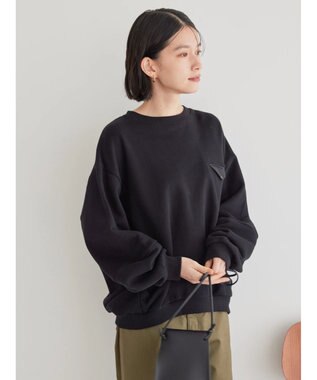 AMERICAN HOLIC ポケット付きバックドレープ裏毛プルオーバー Black