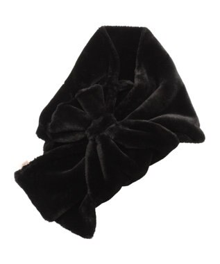 MOONBAT 【WEB限定ラッピング袋付】PAUL & JOE ACCESSOIRES フェイクファービッグリボンマフラー ブラック