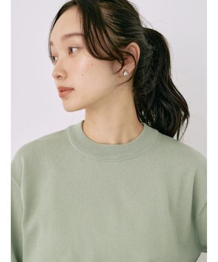 earth music&ecology バックボタンクルーネックニットプルオーバー Green