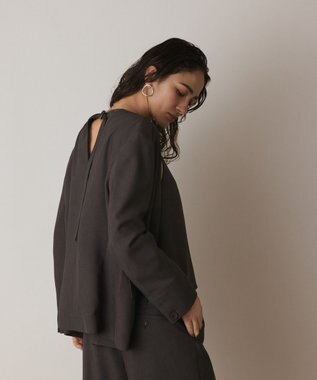 GRACE CONTINENTAL バックシャンノーカラージャケット チャコール