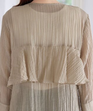 Tiaclasse 【洗える】楊柳バックフリルブルゾン ベージュ