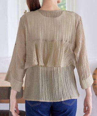 Tiaclasse 【洗える】楊柳バックフリルブルゾン ベージュ