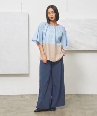 J.PRESS YORK STREET 【WOMEN】ワッシャーリラックス ワイドパンツ ネイビー系