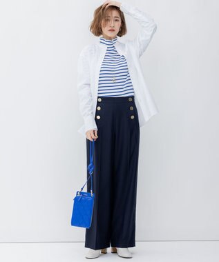 23区 S 【洗える】CANCLINI バンドカラー シャツ ホワイト系