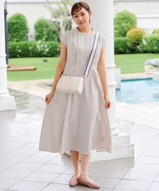 Tiaclasse 【洗える】リネンライクフレンチスリーブワンピース エクリュ