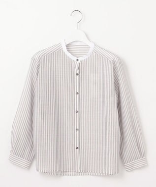 J.PRESS LADIES L シアーピンストライプ カットソー ホワイト×スレート系1