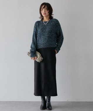 AMERICAN HOLIC ラメmixネップニットプルオーバー Navy