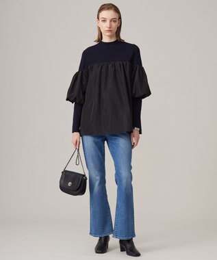 ICB L 【CLASSY.1月号掲載・洗える】VIS/PEスムース レイヤードデザインニット ネイビー系