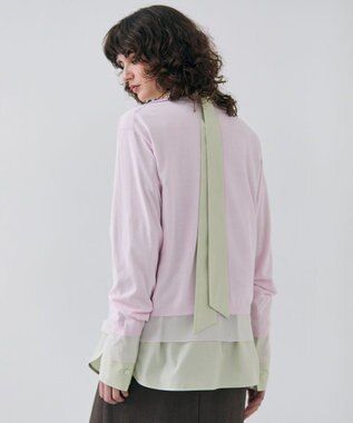 BEIGE， 【洗える】JULIE / シルク混シアーVネックカーディガン Pink