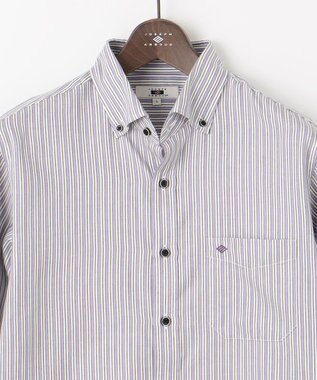 JOSEPH ABBOUD 【柔らか・光沢感】コットンビエラストライプ シャツ パープル系1