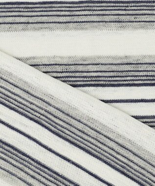 JOSEPH ABBOUD 【吸水速乾】リネンマルチボーダー Tシャツ ホワイト系2