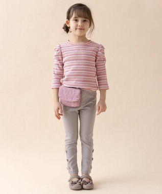 ANY KIDS 刺繍移動ポケットポシェット ピンク×リボン