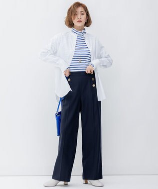 23区 【洗える】CANCLINI バンドカラー シャツ ホワイト系