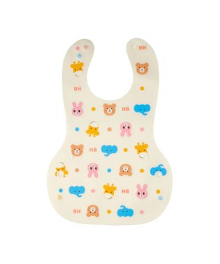 MIKI HOUSE HOT BISCUITS 総柄 お食事スタイ アイボリー