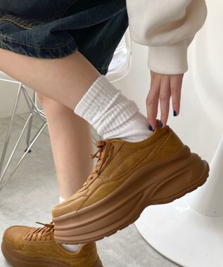 WEGO 厚底ラインスニーカー キャメル