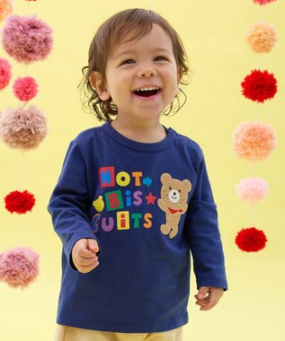 MIKI HOUSE HOT BISCUITS 【80-120cm】パステルロゴ 長袖Tシャツ