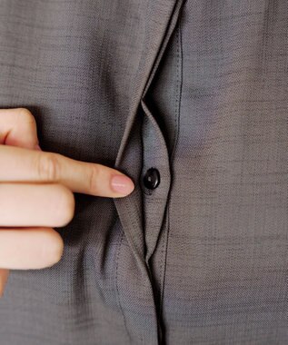 Tiaclasse 【洗える】リネンライクフレンチスリーブワンピース チャコールグレー