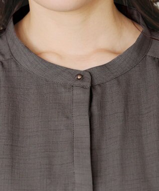 Tiaclasse 【洗える】リネンライクフレンチスリーブワンピース チャコールグレー